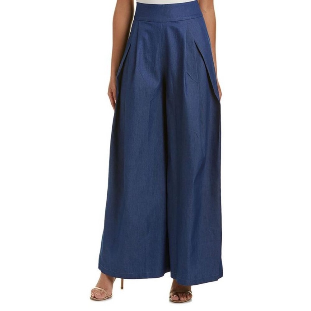Gracia Womens Denim Cotton Wide Leg Pants Plus NWOT